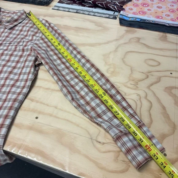 John Varvatos Men’s Western Plaid Button Down Long Sleeve Shirt Brown XXL